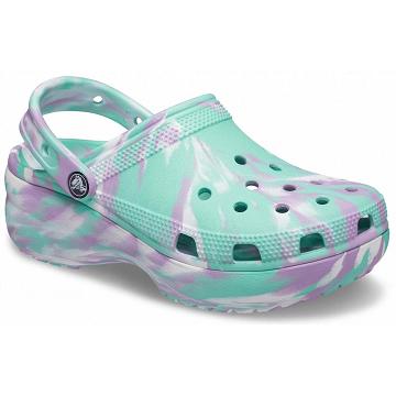 Crocs Klassiska Platform Marbled Clog Kilklack Dam Mintgröna | Sverige 0649NWYB